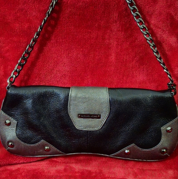 Michael Kors Vintage Limited Edition Black & Silver Leather Baquette Studded Bag - Picture 6 of 10